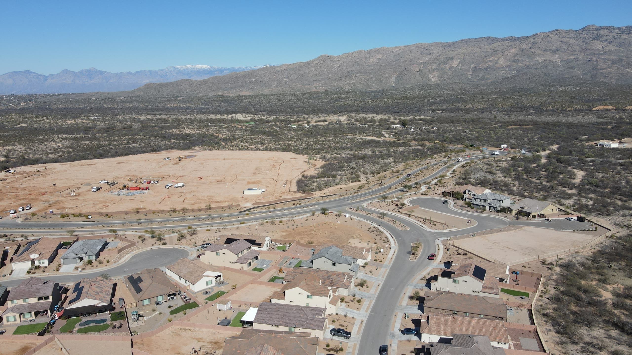 Graded lots for a new subdivision at the foot of a mountain range